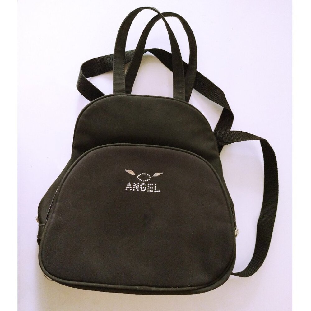 Xhilaration Black Backpack Purse Handbag Vintage "Angel"